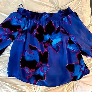 NWOT 2 for $25 WHBM GORGEOUS MIXED MEDIA BLOUSE 3/4 SHEER SLEEVES SZ LG